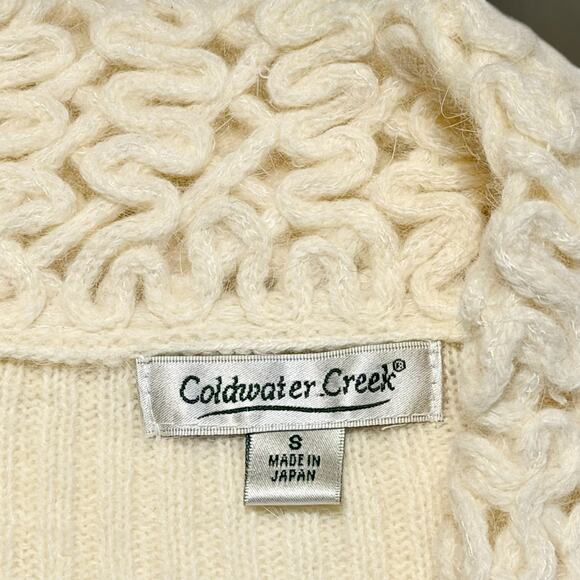 Coldwater Creek Ivory Crochet Wool Cardigan Sweater Sz Small Cottage Y2K Japan - Picture 6 of 11
